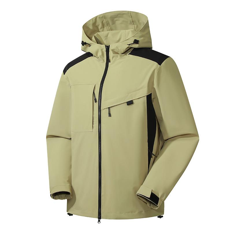 Outdoor Hooded Charging Clothes Men's Tooling Jackets, Spring and Autumn Men's and Women's Windproof and Waterproof Hiking Suits
