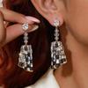 Silver Needle Luxurious Rhinestone Geometric Stud Earrings – Sparkling Square Design for Women