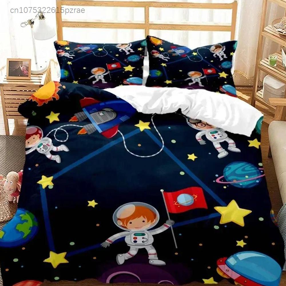Cartoon Astronaut Digital Bedding Set Bedroom Soft Modern Bedspreads Comefortable Kids Duvet Cover Quilt Cover And Pillowcase