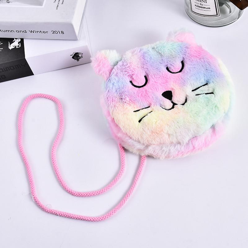 Thoughtful Cat Plush Crossbody Bag Creative Round Shoulder Storage Pouch Thoughtful Cat