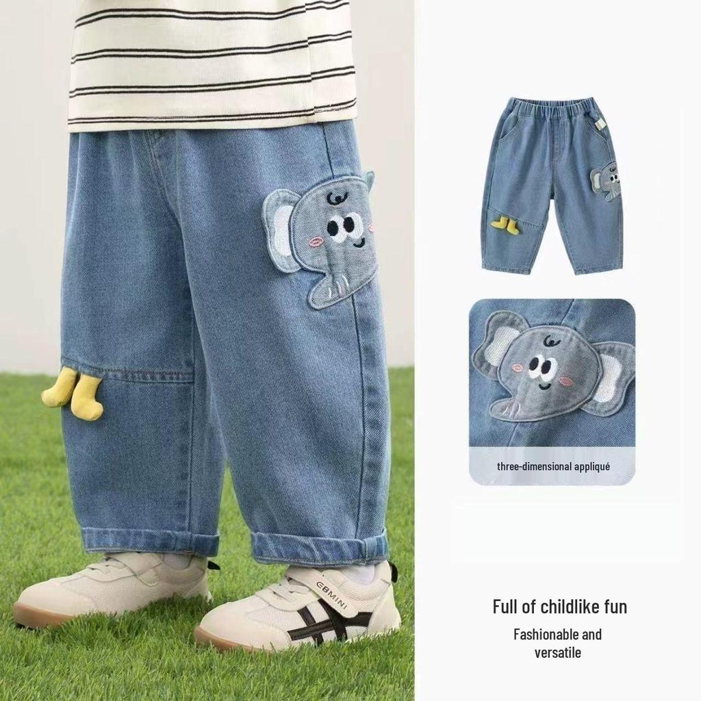 2026 Spring Cartoon Boys' Straight-Leg Jeans for Baby and Young Children