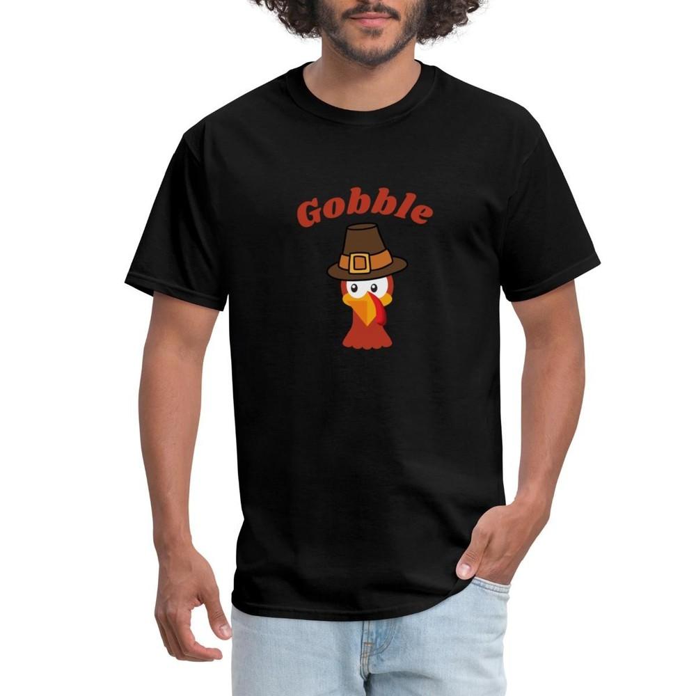 Gobble Turkey Cartoon Thanksgiving Outfit Men s T-Shirt M