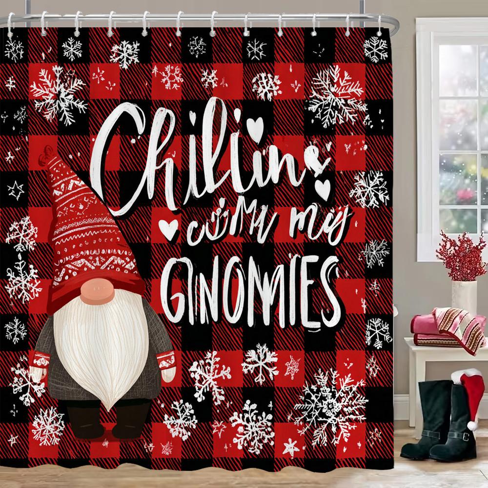 Zimowe Świąteczne Zasłony Prysznicowe Miasto Ulica Bałwan Śnieżna Góra Sceneria Nowy Rok Boże Narodzenie Wystrój Domu Łazienki Zestaw Zasłon Kąpielowych