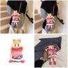 Cute And Comfy Pink Knitted Crossbody Bag For Children Featuring Cartoon Characters