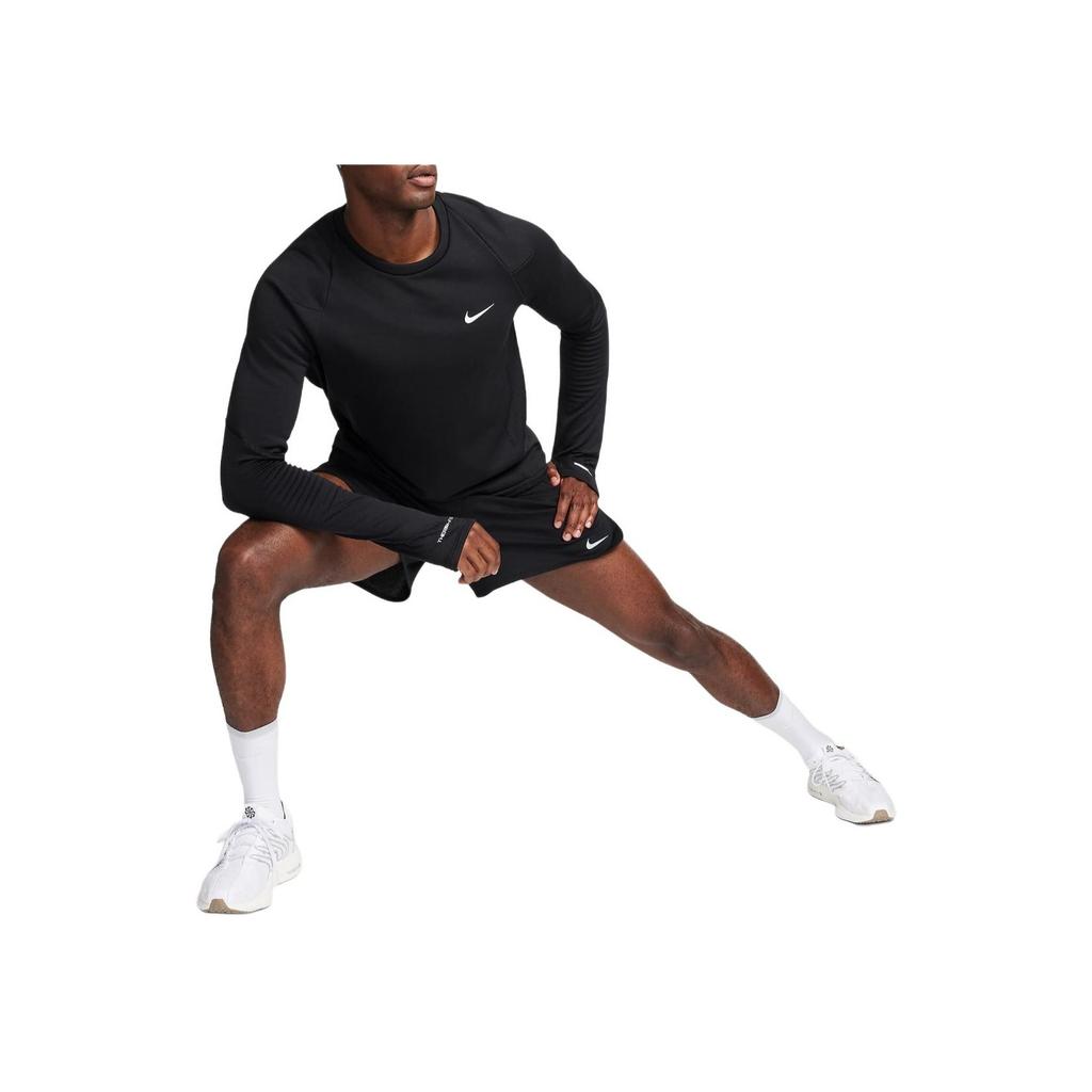 Nike Tricou cu mânecă lungă pentru alergare, cu decolteu rotund, cu mânecă lungă, pentru bărbați, negru FB8568-010