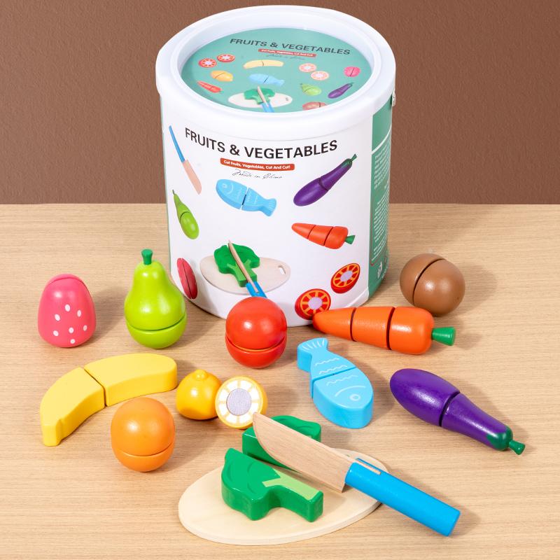 Simulação Cozinha Fingir Brinquedo De Madeira Jogo Clássico Montessori Brinquedo Educativo Para Crianças Presente Para Crianças Conjunto De Corte De Frutas E Vegetais