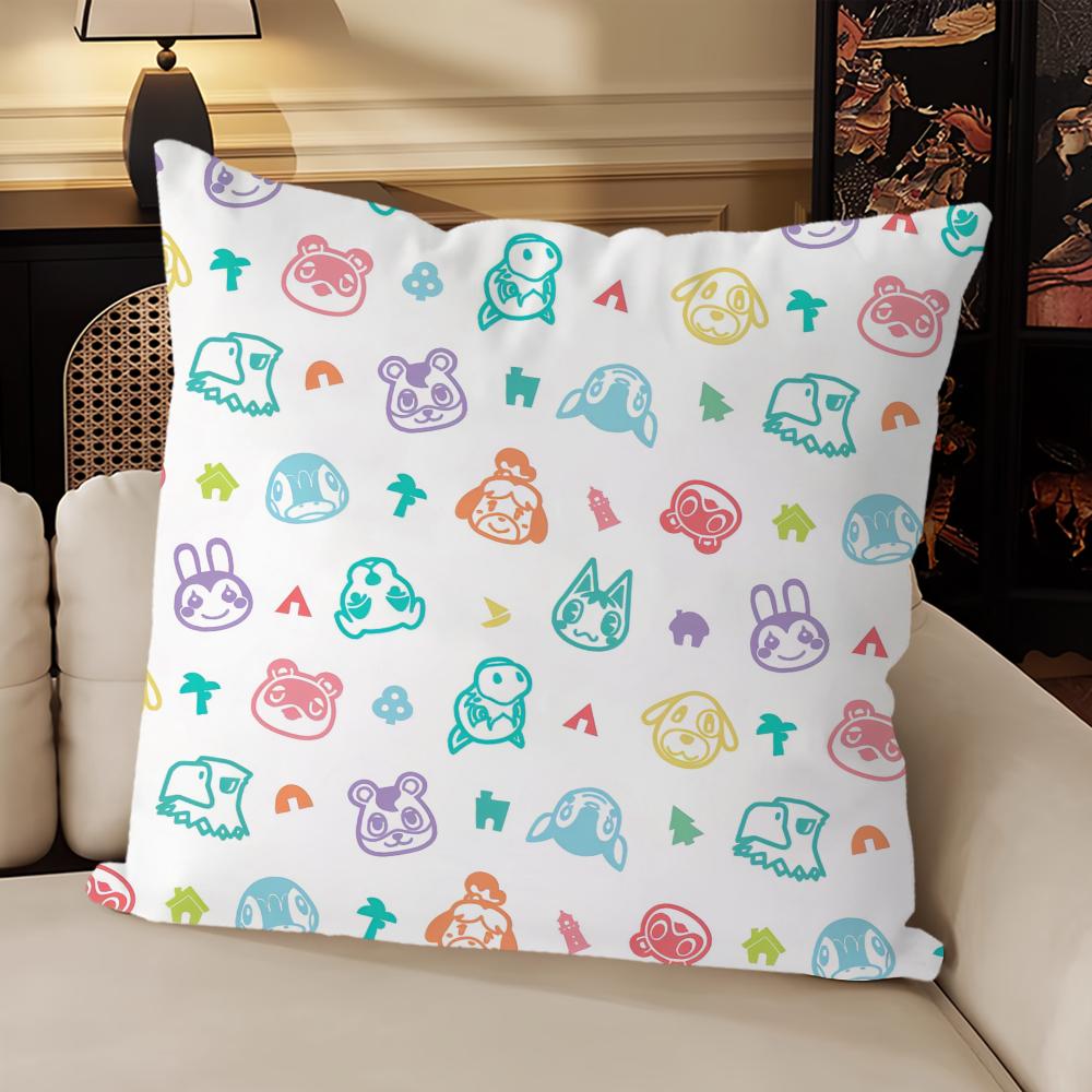 Game A-Animal Cute C-Crossing Cushion Cover Sofa Living Room Bedroom Headboard Backrest Cushion Square Cushion Nap Time Pillow C