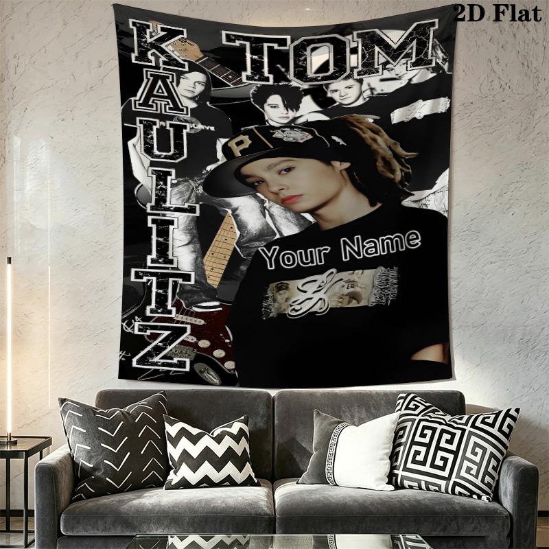 Tom Kaulitz Custom Name Wall Tapestry Aesthetic Wall Hanging Printed Fabric Blanket Decorative Tapestries for Bedroom Living Room Home Decor