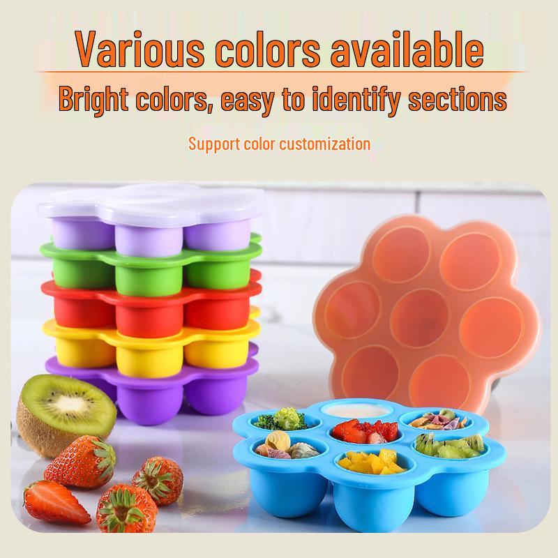 Baby Food Silicone Freezer Tray with Lid - High-Temperature Resistant, Sealed Compartment Mold