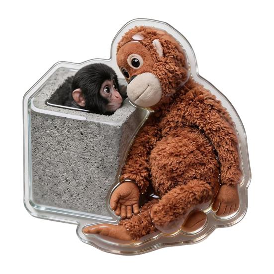 1/5Pcs Monkey Refrigerator Magnets 2D Acrylic Monkey Plushie Fridge Magnet Home Kitchen Cabinet Locker Whiteboard Decoration C