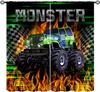 Monster Truck Curtains Boys Cartoon Red Blue Car Game Cool Racing Window Kids Bedroom Living Room Playroom Curtain For Sitting Made Of Polyester
