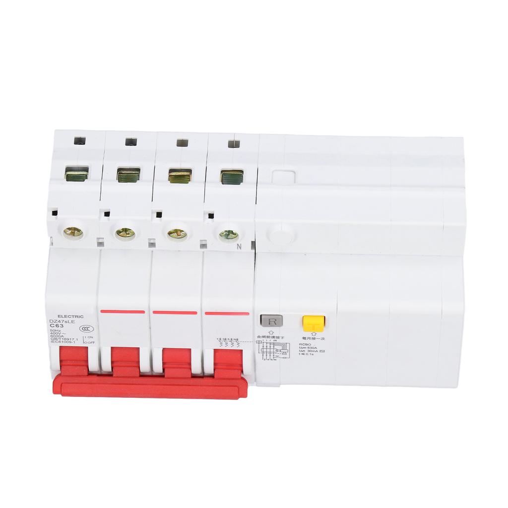 Miniature Circuit Breaker 4P+N Low Voltage Leakage Protection Switch AC 400V 63A DZ47sLE C63