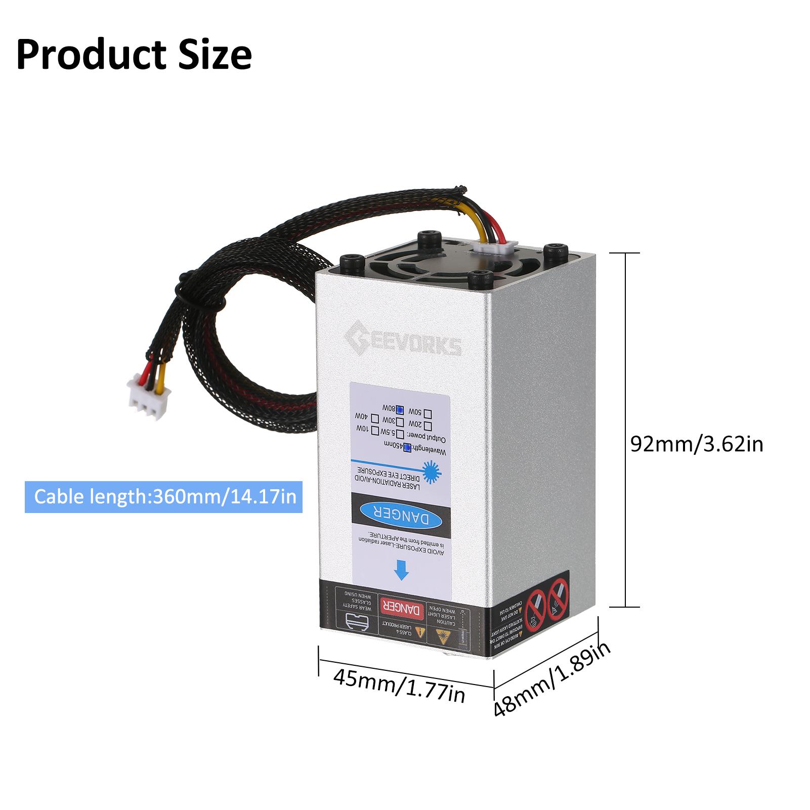 

80 Вт 40 Вт Лазерний модуль 450 нм Лазерна головка для гравіювання Змінна фокусна відстань для верстата для лазерного гравіювання Верстат з ЧПК Фрезерний верстат для різання