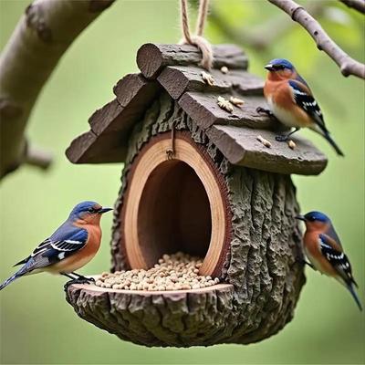 Vintage Baumhaus-Form Vogelhäuschen, Vogelhäuschen, Wasserdichtes Harz Baum-montiert