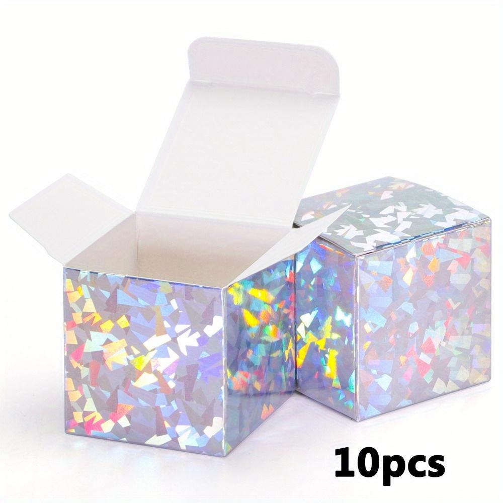 10pcs Square Laser Foldable Boxes Mini Gift Boxes Paper Boxes Iridescent Gift Boxes Candy Treat Boxes Favor Boxes Packaging Box Wedding Stuff Wedding