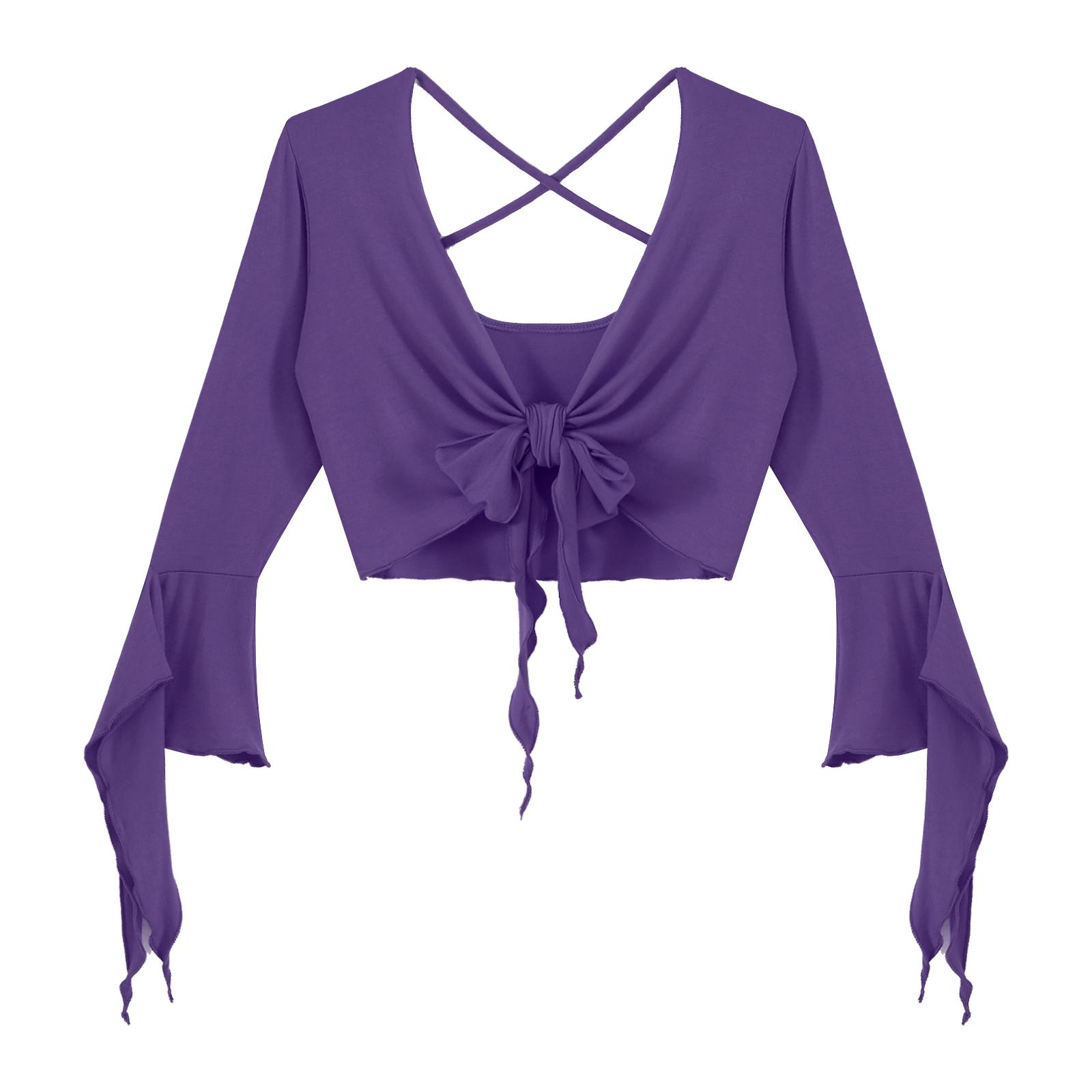 

Жіночий мереживний кроп-топ з V-подібним вирізом та рукавом 3/4 для костюмів для танцю живота, занять йогою, повсякденної моди в стилі бохо