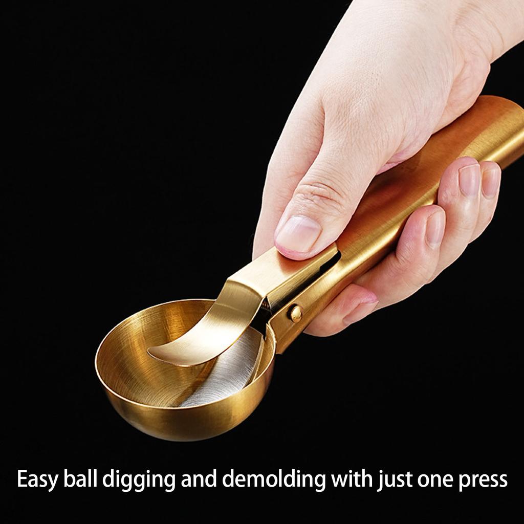 Professional Ice Cream Scooper With Release Button Heavy Duty Stainless Steel Construction Dishwasher Safe Kitchen Tool