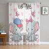 Sweet Baby Elephant Window Curtains Living Room Tulle Curtains Kitchen Decor Kids Room Curtain Window Treatment