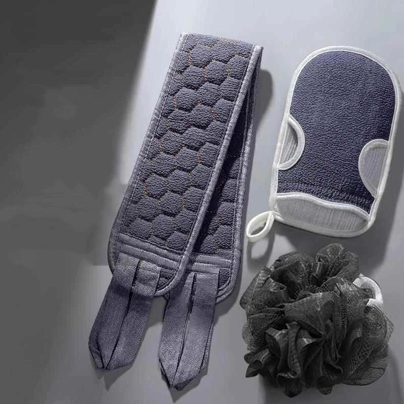 3Pcs Bath Towel Combination Set with Bath Ball Back Scrubber Quick Dry Shower Kit for Outdoor Camping Travel