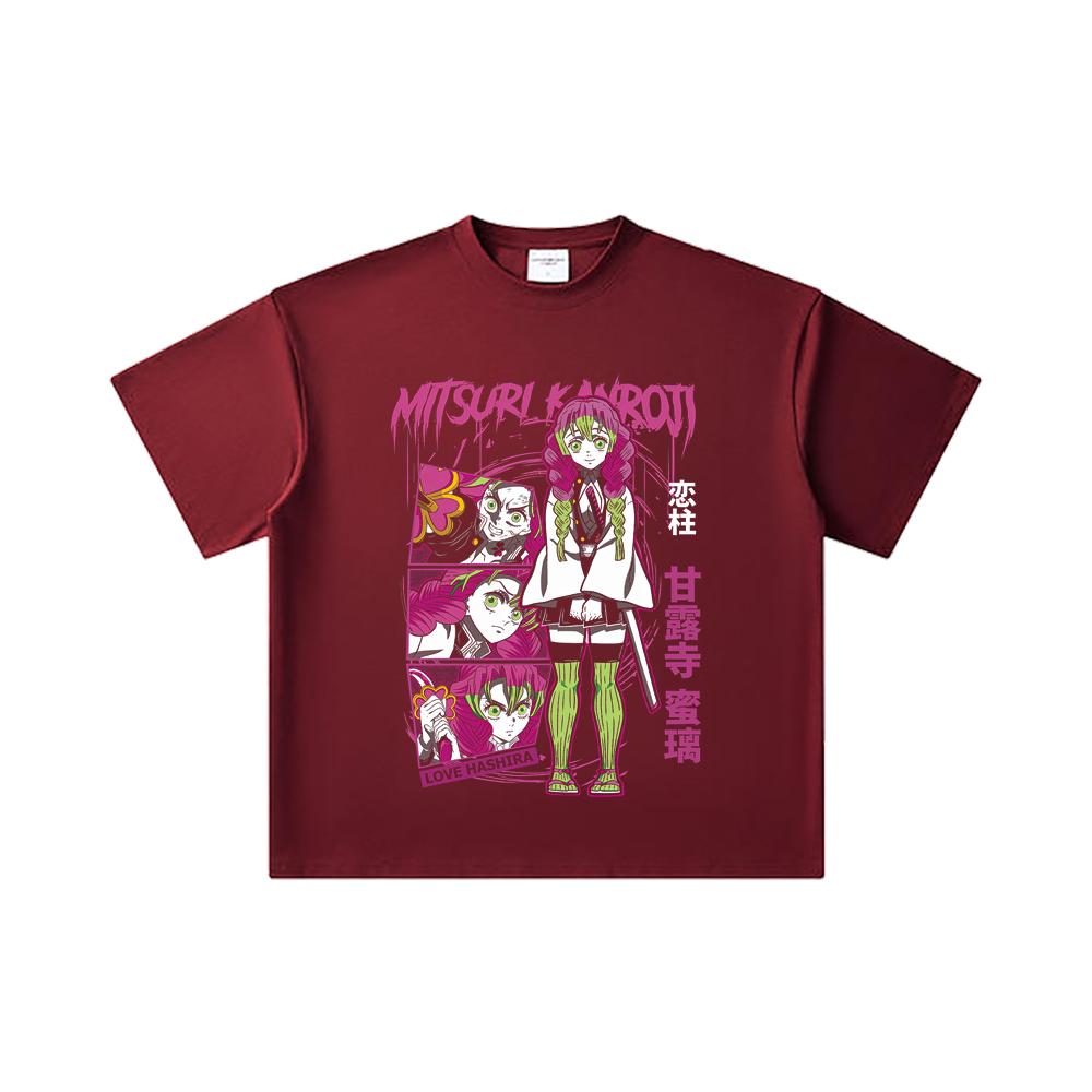 260 GSM Double Yarn 32 Count 100% Cotton Demon Slayer V50 Mitsuri Print Unisex Heavy Cotton T Shirt