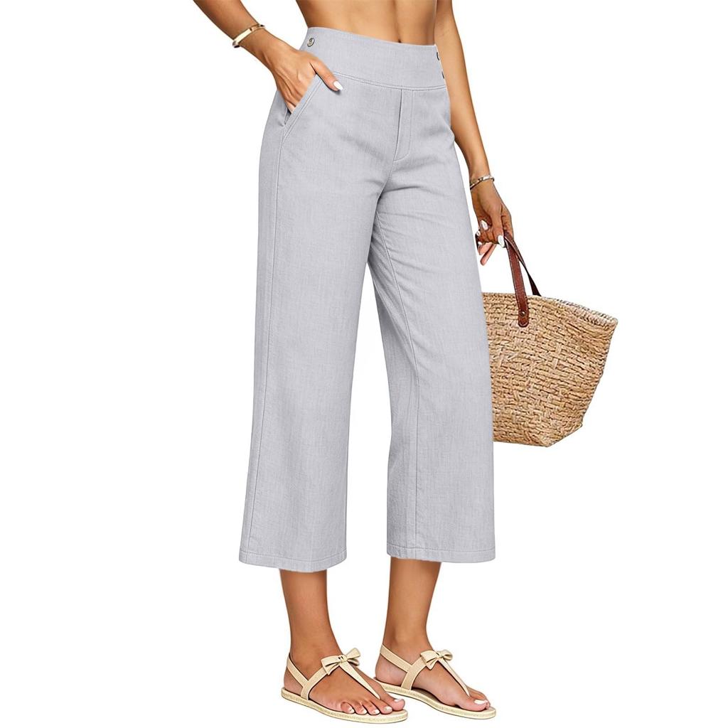 Pantaloni Larghi Casual e alla Moda da Donna con Tasche