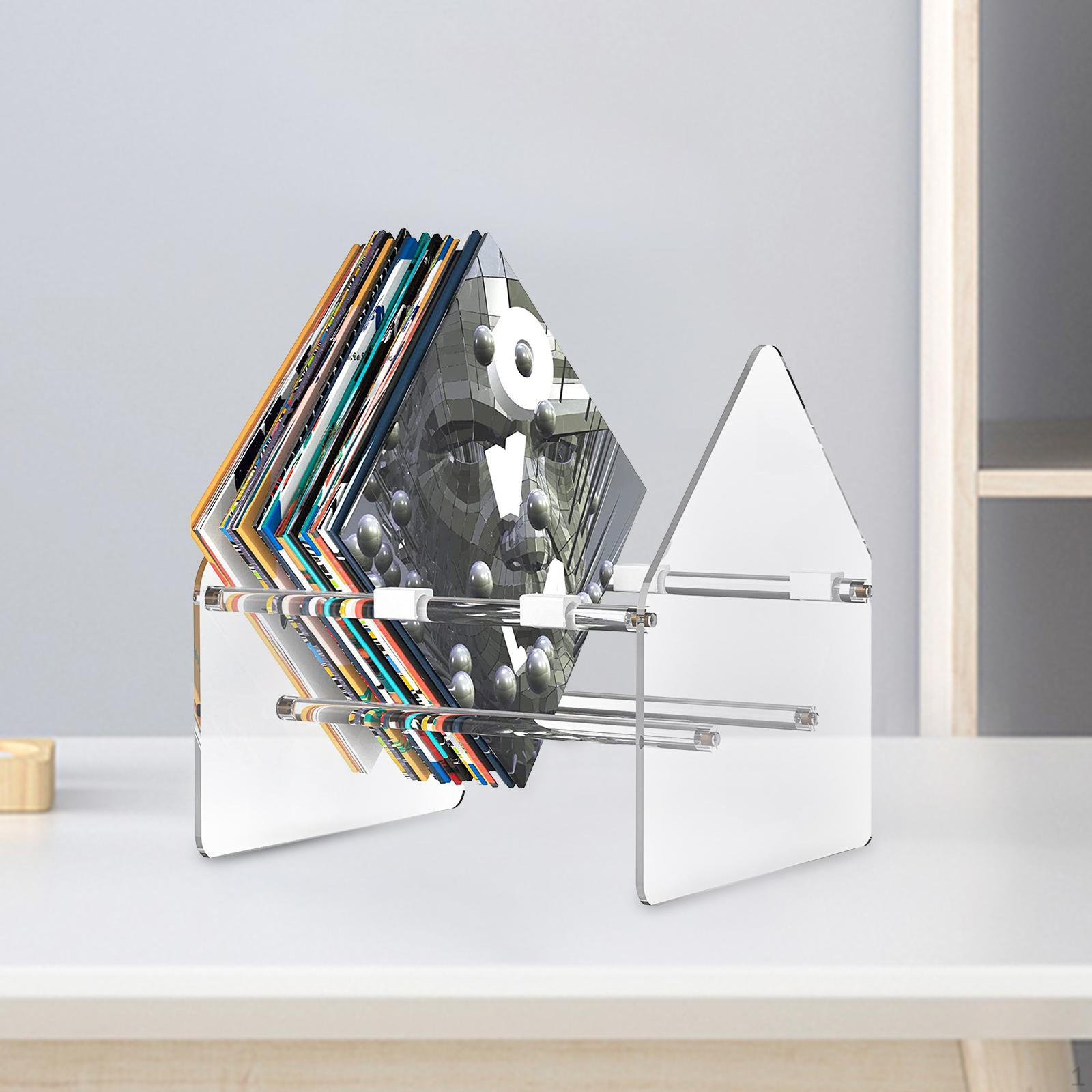 

Acrylic Vinyl Record Storage Organizer Shelf Transparent Fittings Tabletop Cd Display Rack