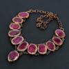 Kashmiri Ruby Lab-Created Gemstone Jewelry, Coper Electroformed Necklace, Handmade Adjustable Chain Necklace Gift For Mother