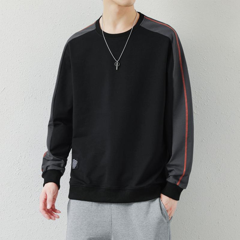 Frühling Herbst Rundhals Patchwork Locker All-Match Sweatshirt Männlich Lässig Mode Pullover Unterteil Top Männer