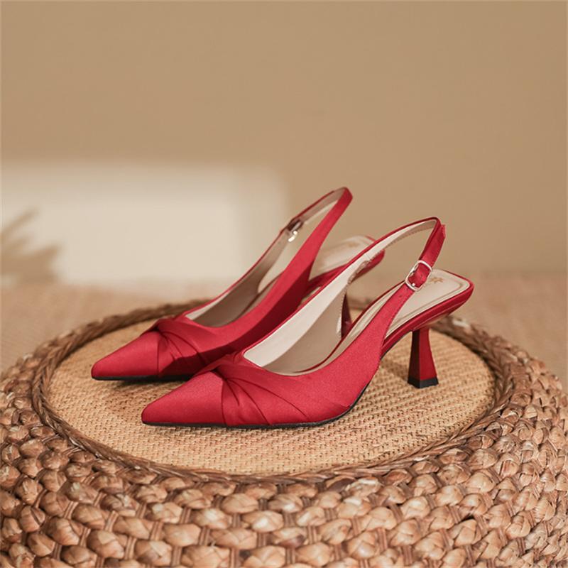 2025 Summer New High Heels, Women's Sexy Hollow Black Pointed High Heel Retro Buckle Skinny Heel Sandals, Women's Shoes