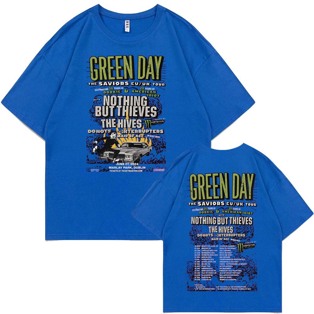 

Панк-группа Green Day The Saviors Tour Футболки с графическим принтом Мужские Женские Модные Винтажные Футболки Мужские Оверсайз Футболки из Чистого Хлопка S