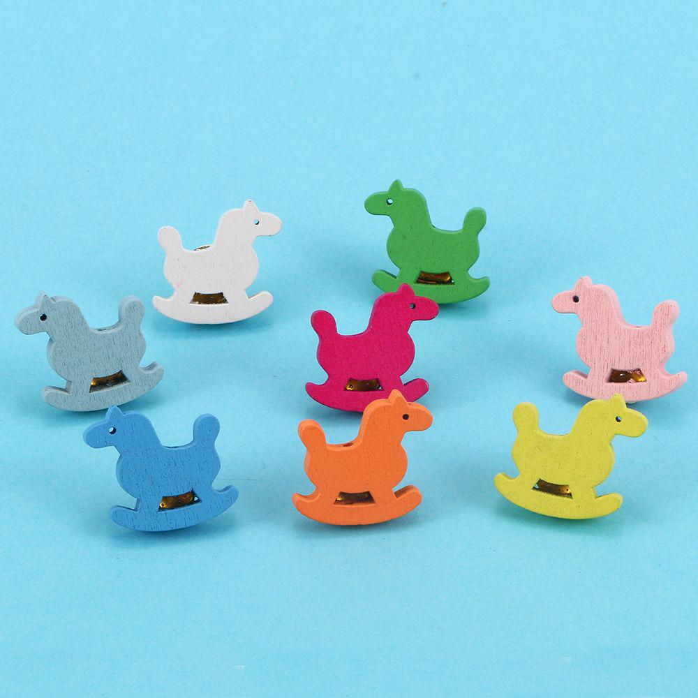 Colorful Wooden Decorative Badge Craft Brooch Thumbtack Clothespin Push
