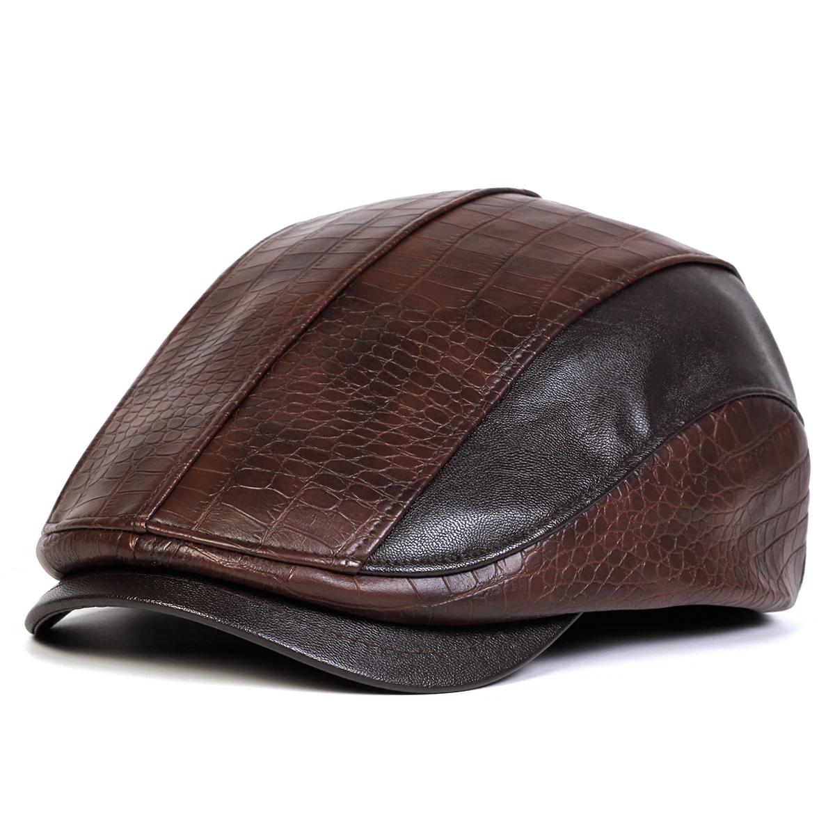 

Unisex Retro Newsboy Caps Men British Painters Hats Autumn Winter Berets Leather Splicing Flat Cap Hip Hop Berets
