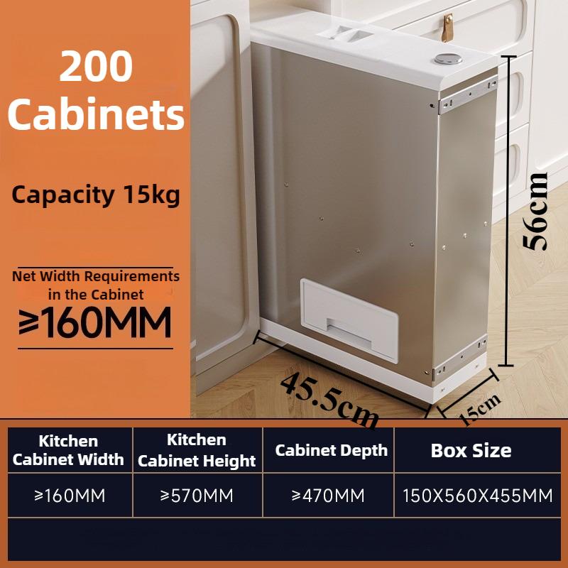

Embedded Kitchen Rice Storage Box Stainless Steel Pull Out Rice Cabinet Removable Kitchens Drawer Sliding Organizer Cabinets