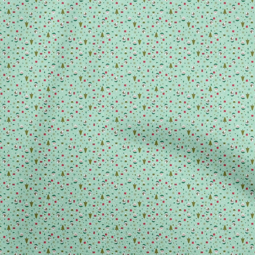 oneOone Cotton Flex Medium Blue Fabric Christmas Sewing Material Print Fabric By The Yard 40 Inch
