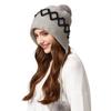 Winter Knitted Hat Big Head Cashmere Three Hair Ball Ear Protection Wool Hat for Women
