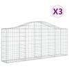 Vidaxl Kosze Gabionowe, 3 Szt, 200X30X80/100 Cm, Galwanizowane Żelazo