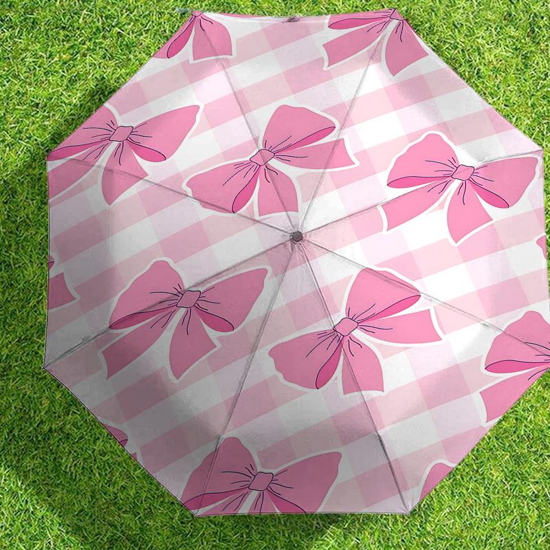 

1pc Adorable Pink Bow Patterned Umbrella - Outdoor Travel Accessory, Lightweight & Durable, Perfect Gift for Any Occasion m1216003
