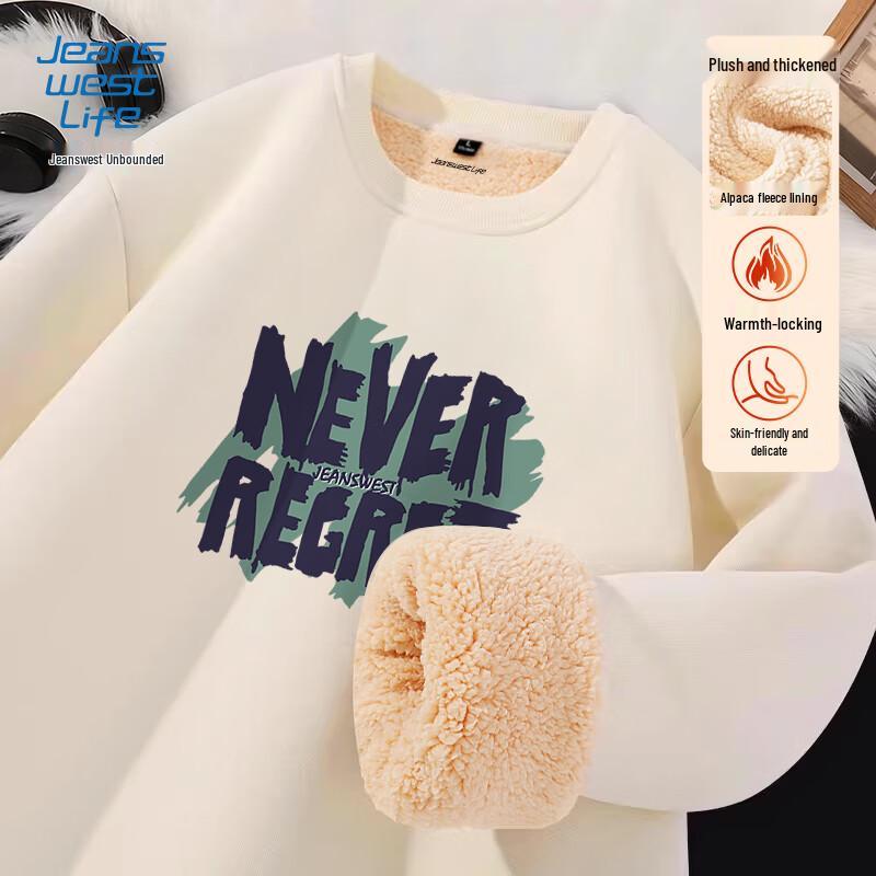 

JEANSWEST LIFE Men s Winter Fleece-Lined Crew Neck Sweatshirt L