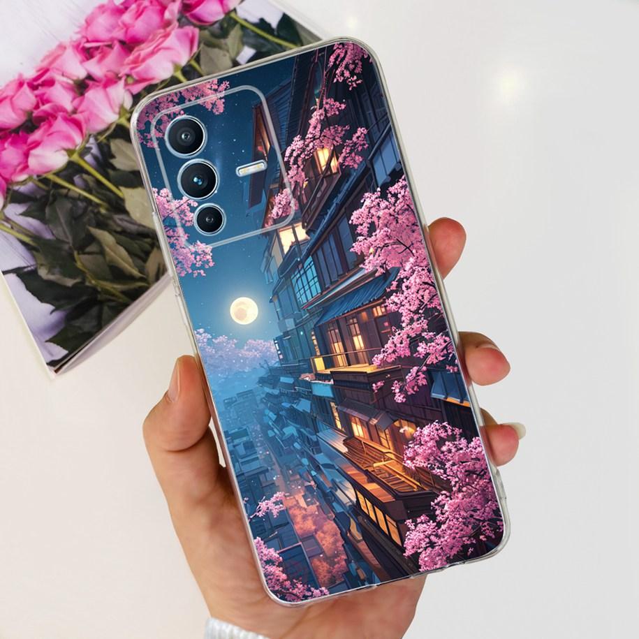 For Vivo V23 Pro V2132 Case For Vivo V23 5G V2130 V2303 Cover Fashion Flower Clear Silicone Phone Case For Vivo V23e V 23 Bumper