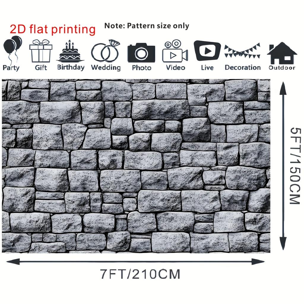 2D-Ebene, 1 Stück verfügt über ein realistisches Retro-Design, das die Steinmauern und grauen Ziegel einer mittelalterlichen Burg darstellt.
