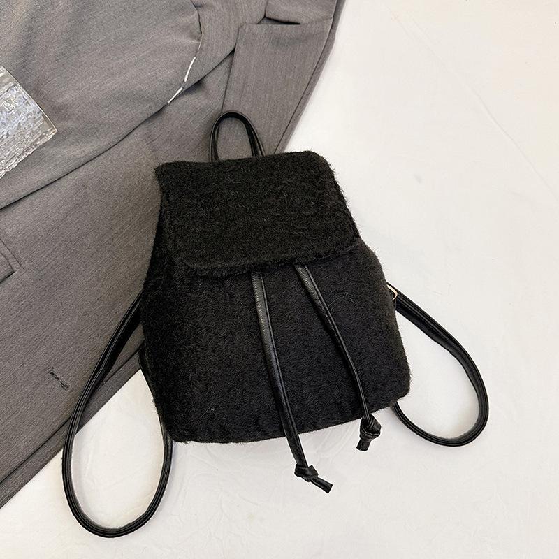 

Рюкзак в иностранном стиле, женская мода, минималистичный шерстяной рюкзак для студентов чёрный