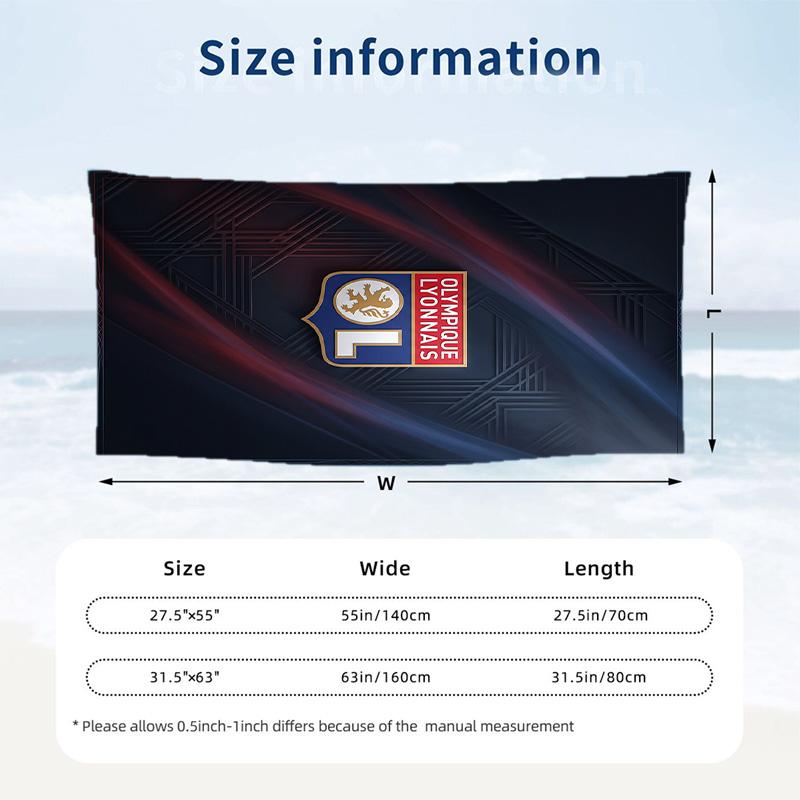 Asciugamano da Spiaggia Lyon FC ad Asciugatura Rapida in Microfibra Assorbente Portatile da Viaggio per Nuoto