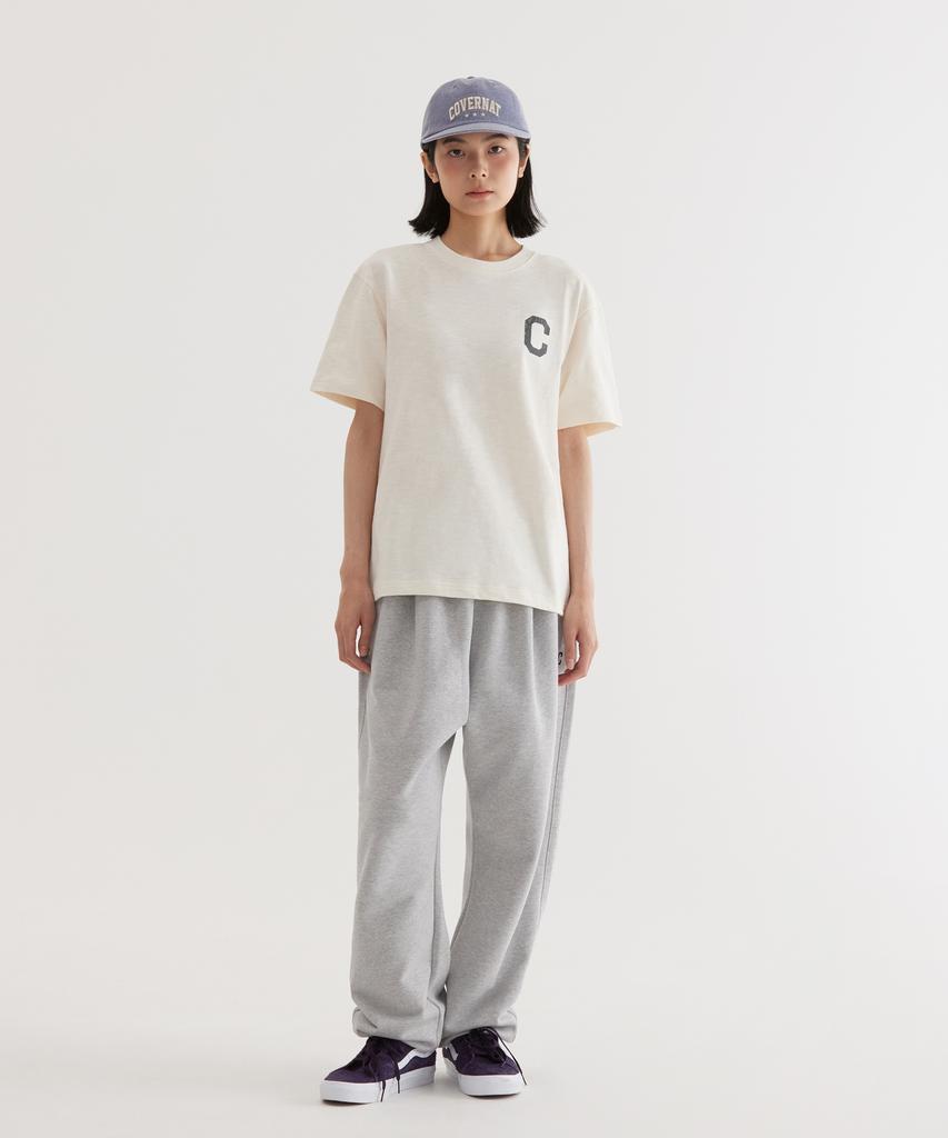 COVERNAT Slub Crack C Logo T-Shirt Ivory