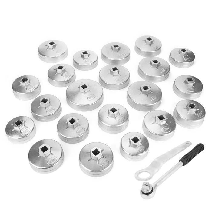 Tbest Jeu de clés pour filtre à huile 23pcs Kit d'Outils de Dissolvant Adaptateur de Douille de Retrait de Clé de Filtre à Huile
