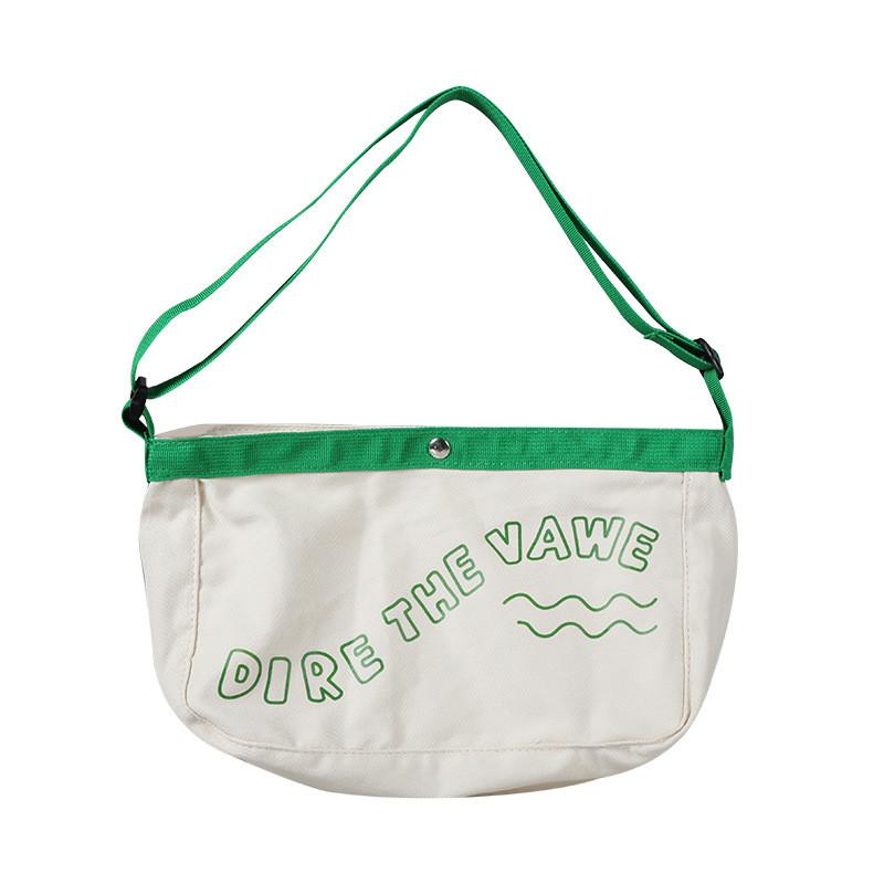 Large Capacity Korean Style Canvas Shoulder Bag For Kids Featuring Cute Alphabet Design