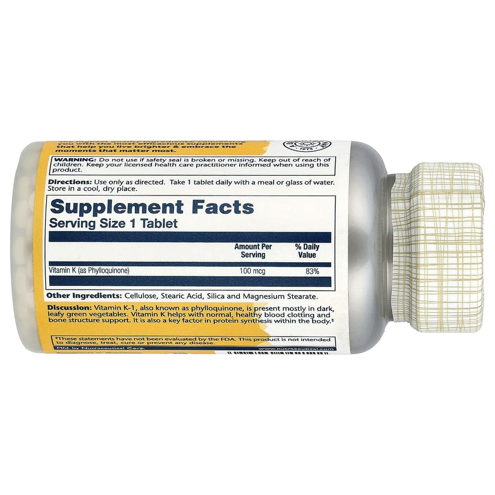 Solaray Vitamin K 100mcg, 100 Tablets