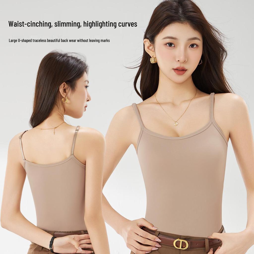 Women's Seamless Ice Silk Camisole Tank Top - Versatile, Slimming, Sleeveless, Plus Size, Lightweight