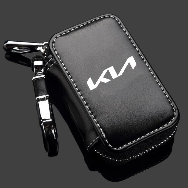 2026 Hot Car Sticker Genuine Leather KeyChain Unisex Key Bag Multifunction Organizer Wallet For KIA RIO 2 3 4 5 Xline x line Car