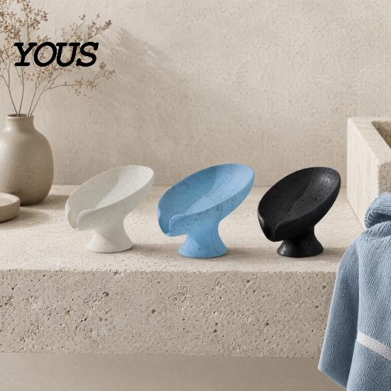 Non-foaming Soap Dish Self Draining Dish, 3D Printed Holder, Multi-functional Smooth Curve Tray Sink Organizer for Shower, Bathroom, Kitchen