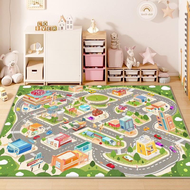 Children Traffic Road Play Living Room Carpet Decoration Home Non-slip Soft Rug Bedroom Bedside Foldable Plush Floor Mat Tatami